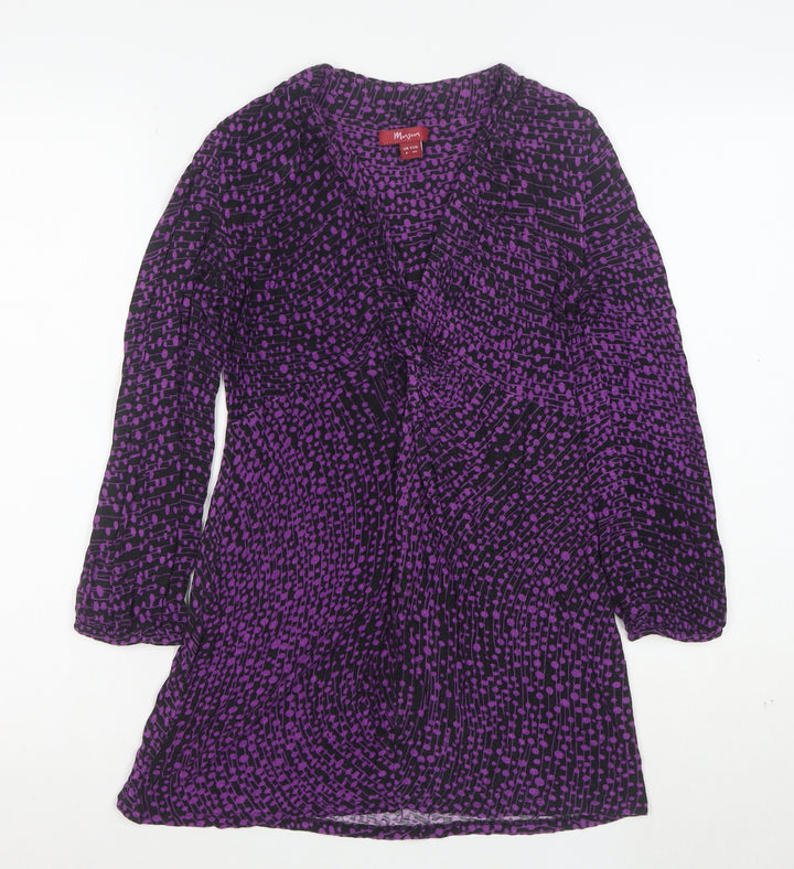 Monsoon Womens Purple Black Viscose Long Sleeve Tunic UK 8