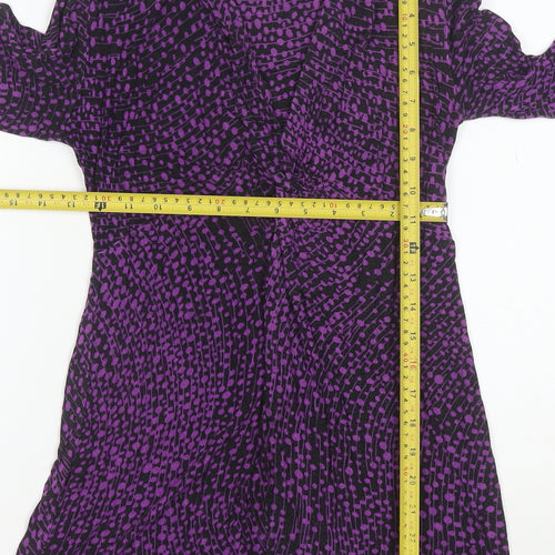 Monsoon Womens Purple Black Viscose Long Sleeve Tunic UK 8