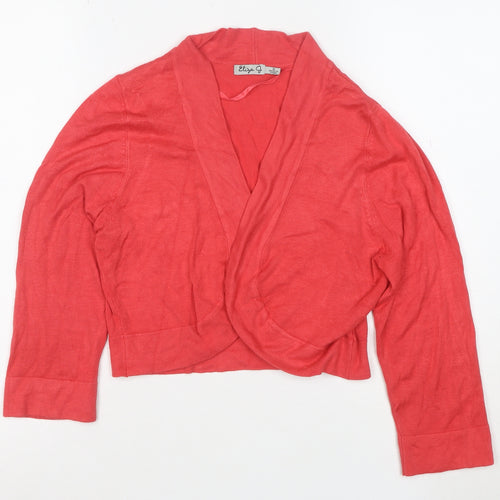 Eliza J Women's Red Knit V-Neck Long Sleeve Cardigan M