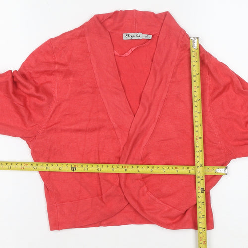 Eliza J Women's Red Knit V-Neck Long Sleeve Cardigan M