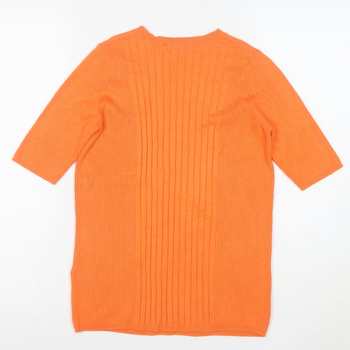 Marks and Spencer Women’s Orange Ribbed Knit 3/4 Sleeve Top Size M