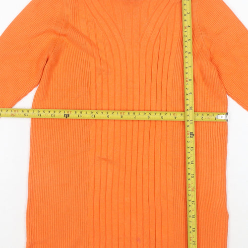 Marks and Spencer Women’s Orange Ribbed Knit 3/4 Sleeve Top Size M