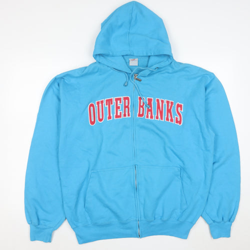 ESY Men's Blue Full Zip Hoodie XL Outer Banks Graphic Casualwear