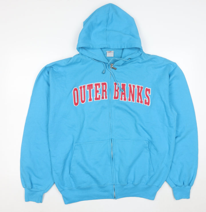ESY Men's Blue Full Zip Hoodie XL Outer Banks Graphic Casualwear