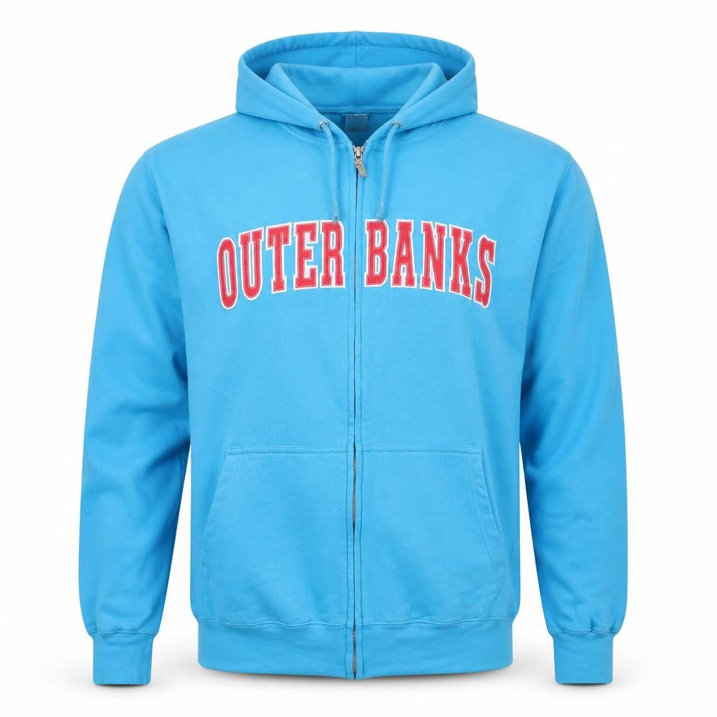 ESY Men's Blue Full Zip Hoodie XL Outer Banks Graphic Casualwear