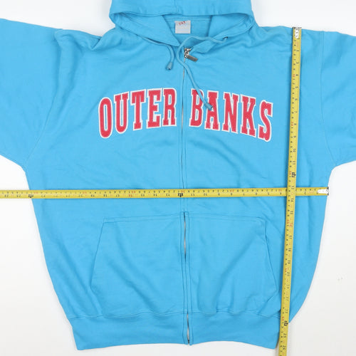 ESY Men's Blue Full Zip Hoodie XL Outer Banks Graphic Casualwear