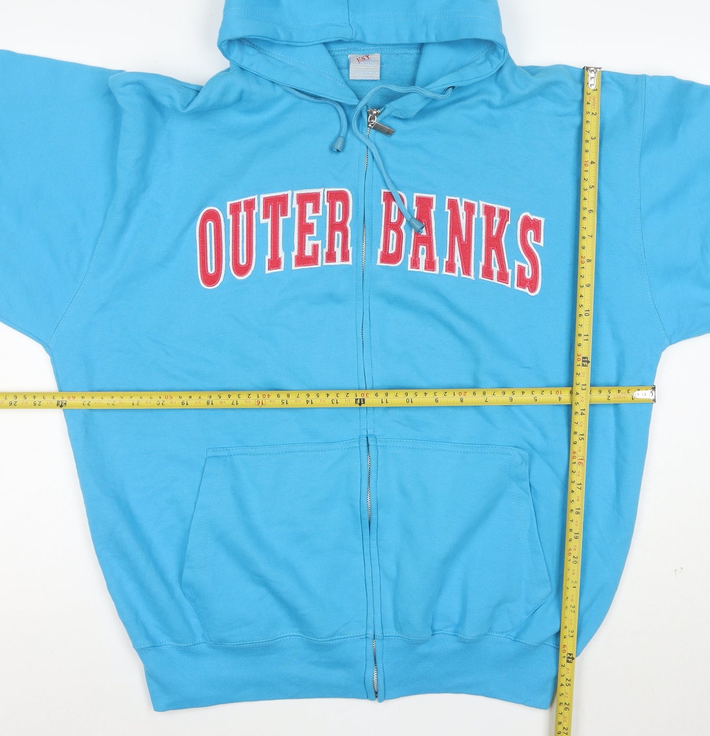 ESY Men's Blue Full Zip Hoodie XL Outer Banks Graphic Casualwear