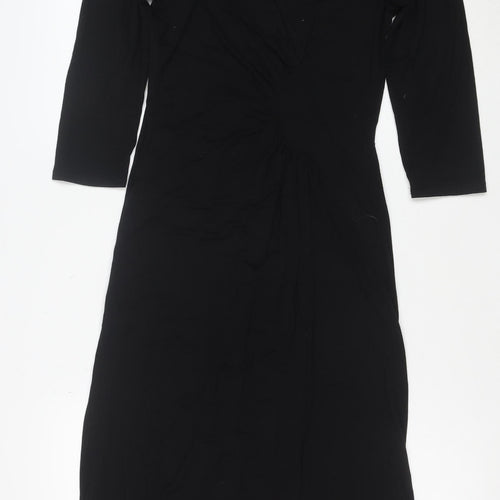 Next Women's Black V-Neck Bodycon Dress Size 10 3/4 Sleeve