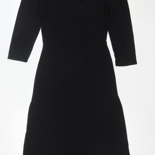 Next Women's Black V-Neck Bodycon Dress Size 10 3/4 Sleeve