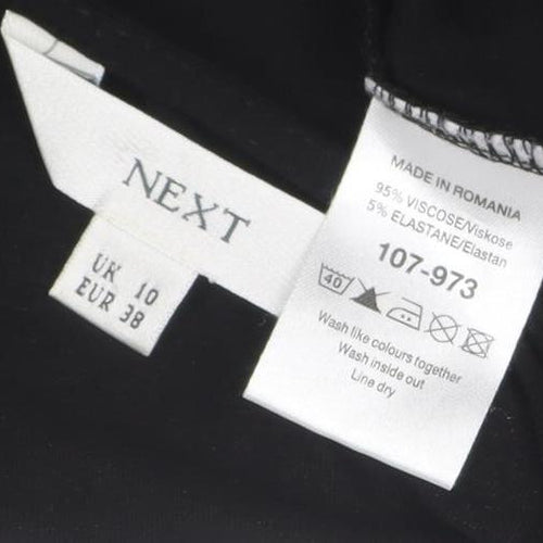 Next Women's Black V-Neck Bodycon Dress Size 10 3/4 Sleeve