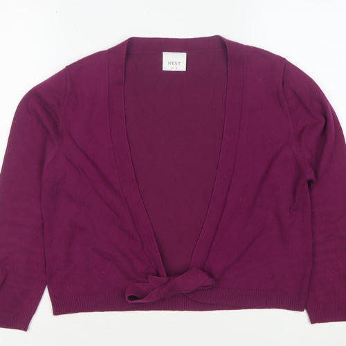 Next Women Purple Bow Front Cardigan UK 14 Long Sleeve Knit