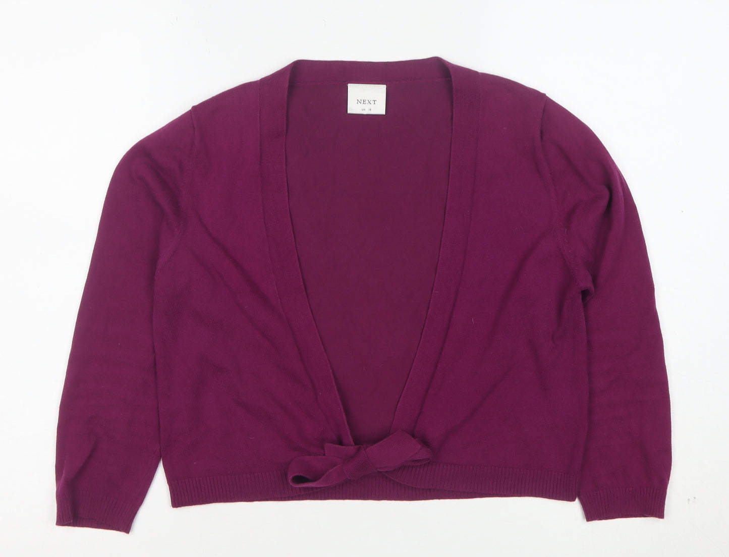 Next Women Purple Bow Front Cardigan UK 14 Long Sleeve Knit