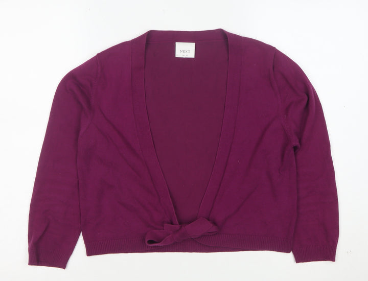 Next Women Purple Bow Front Cardigan UK 14 Long Sleeve Knit