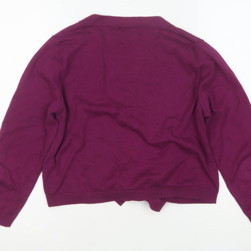 Next Women Purple Bow Front Cardigan UK 14 Long Sleeve Knit