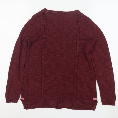 White Stuff Women's Red V-Neck Long Sleeve Cotton Cardigan Size 10