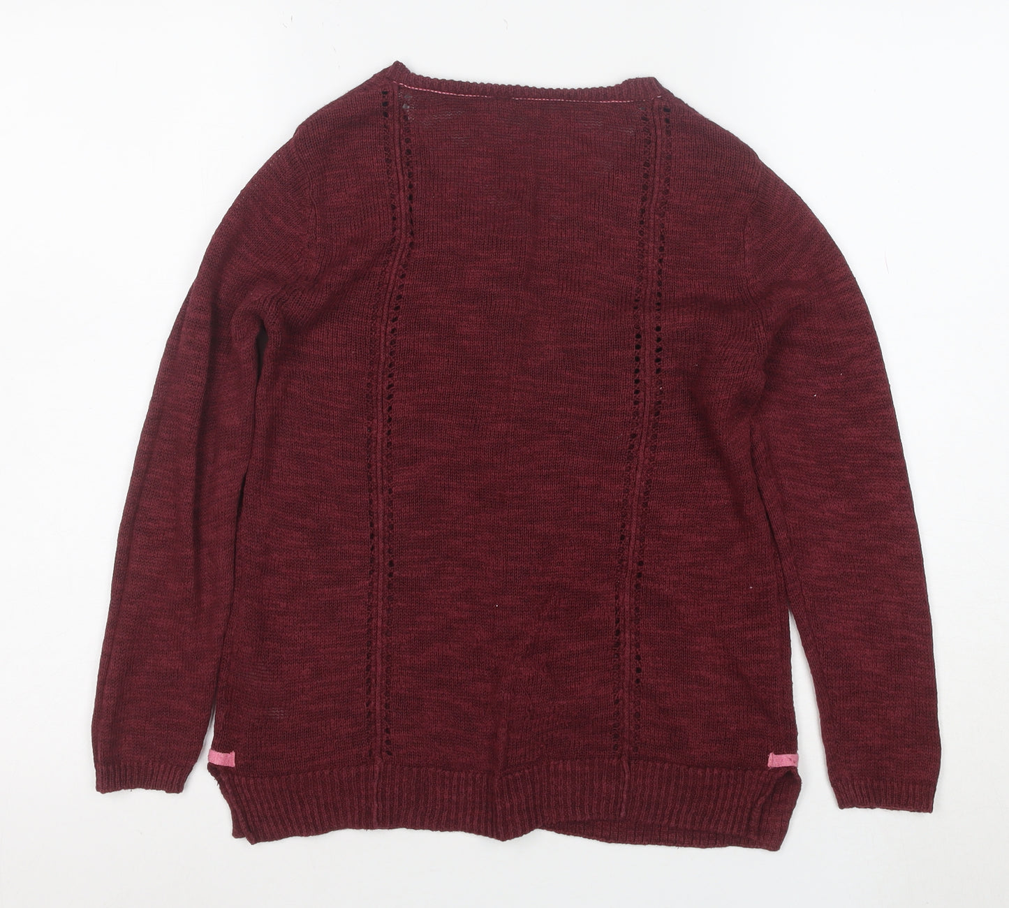 White Stuff Women's Red V-Neck Long Sleeve Cotton Cardigan Size 10