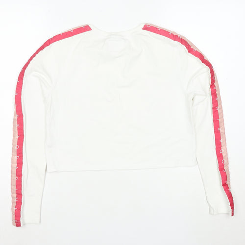 Pink Soda Sport Women's White Cropped Long Sleeve T-Shirt UK 12