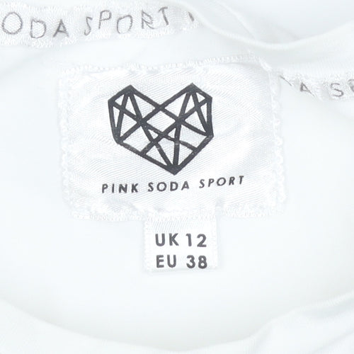 Pink Soda Sport Women's White Cropped Long Sleeve T-Shirt UK 12