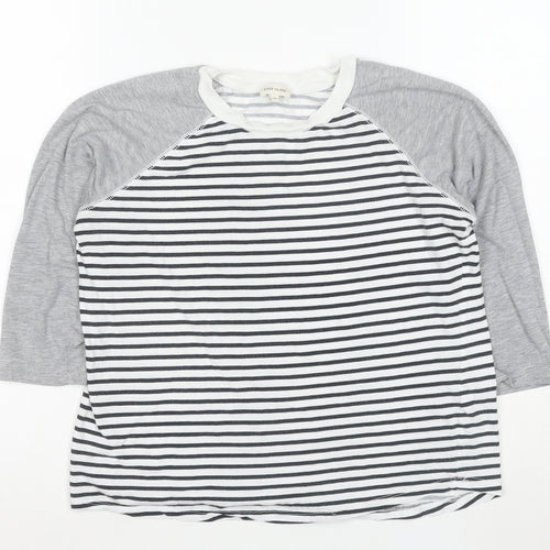 River Island Women’s Multicoloured Striped Raglan 3/4 Sleeve T-Shirt Size 10