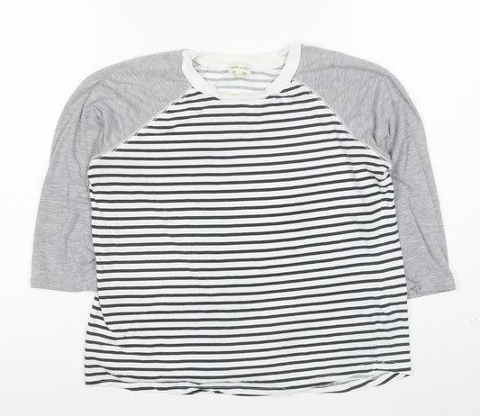 River Island Women’s Multicoloured Striped Raglan 3/4 Sleeve T-Shirt Size 10