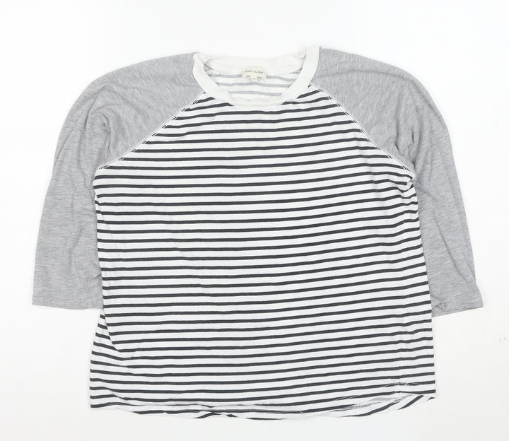 River Island Women’s Multicoloured Striped Raglan 3/4 Sleeve T-Shirt Size 10