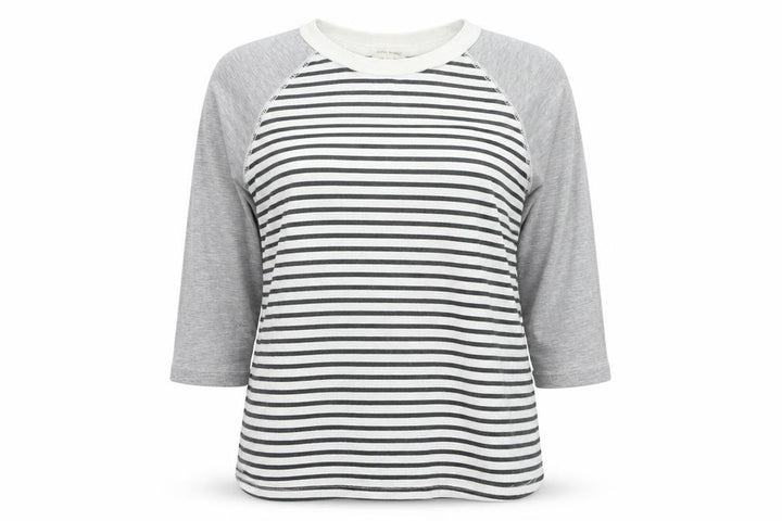 River Island Women’s Multicoloured Striped Raglan 3/4 Sleeve T-Shirt Size 10