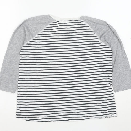 River Island Women’s Multicoloured Striped Raglan 3/4 Sleeve T-Shirt Size 10