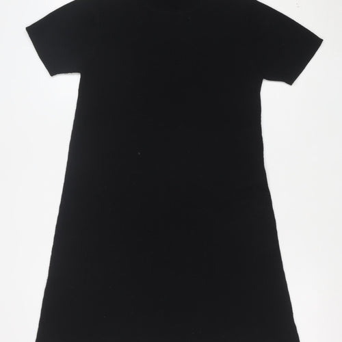 Next Women’s Black Merino Wool Short Sleeve Knit Shift Dress S