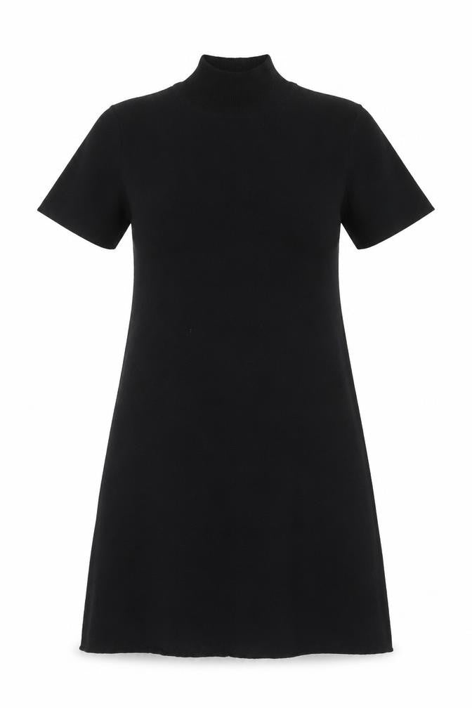 Next Women’s Black Merino Wool Short Sleeve Knit Shift Dress S