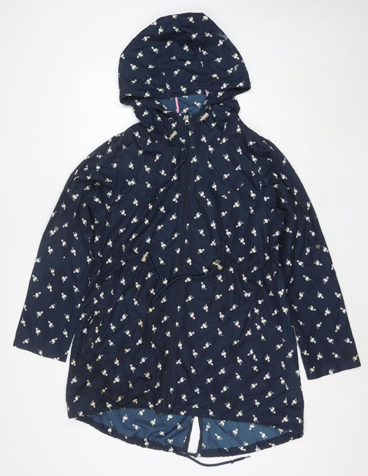 Denim Co Women Blue Flamingo Hooded Parka Jacket Size S