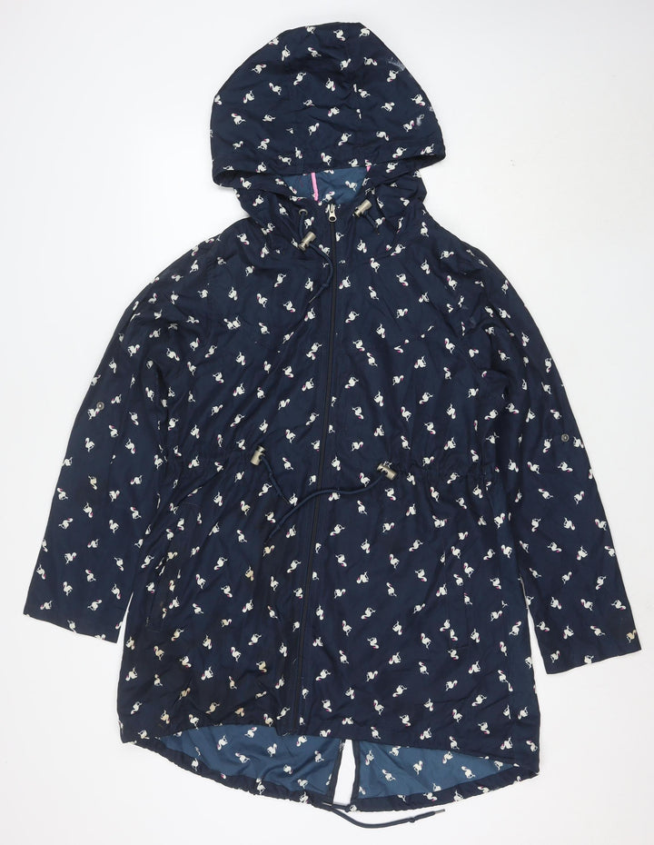 Denim Co Women Blue Flamingo Hooded Parka Jacket Size S