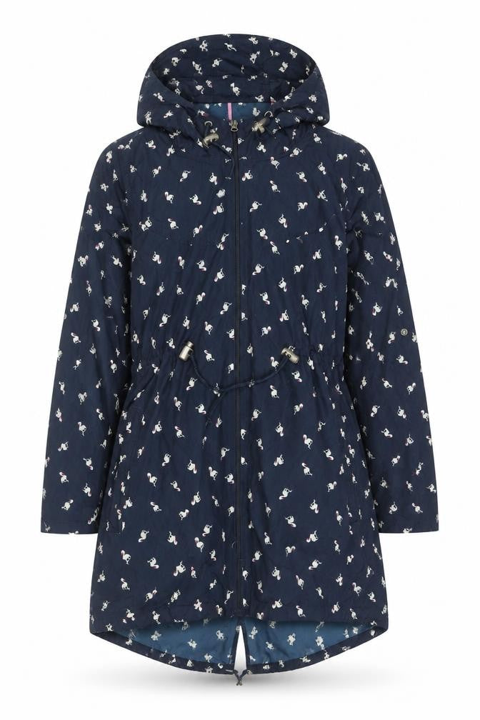 Denim Co Women Blue Flamingo Hooded Parka Jacket Size S