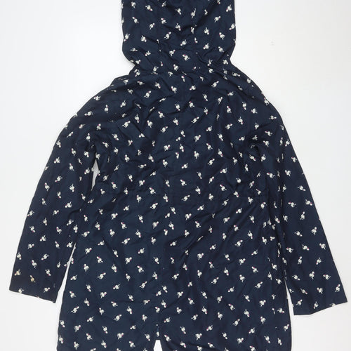 Denim Co Women Blue Flamingo Hooded Parka Jacket Size S