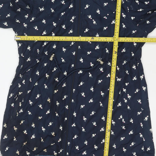 Denim Co Women Blue Flamingo Hooded Parka Jacket Size S