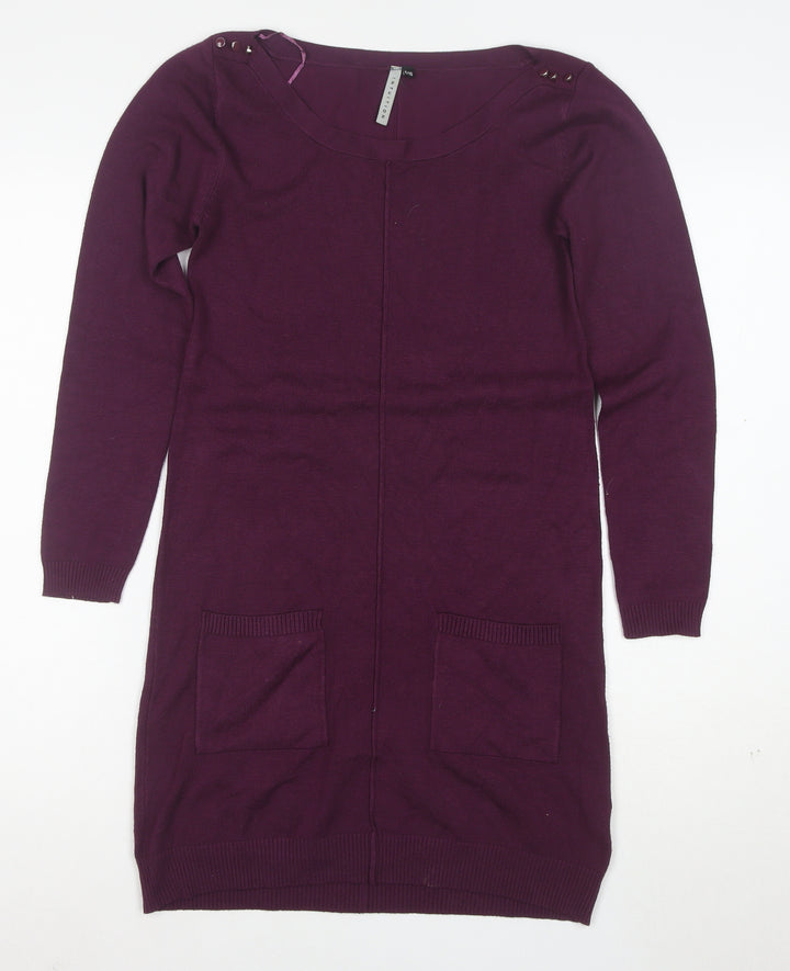 Intuition Women Purple Size 10 Jumper Dress Knit Long Sleeve