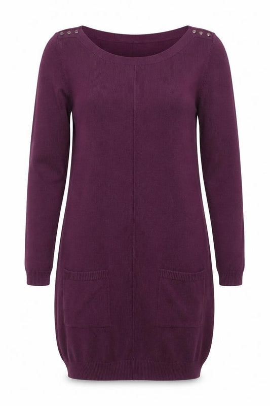 Front view of Intuition Women Purple, size 10, Jumper Dress Knit Long Sleeve