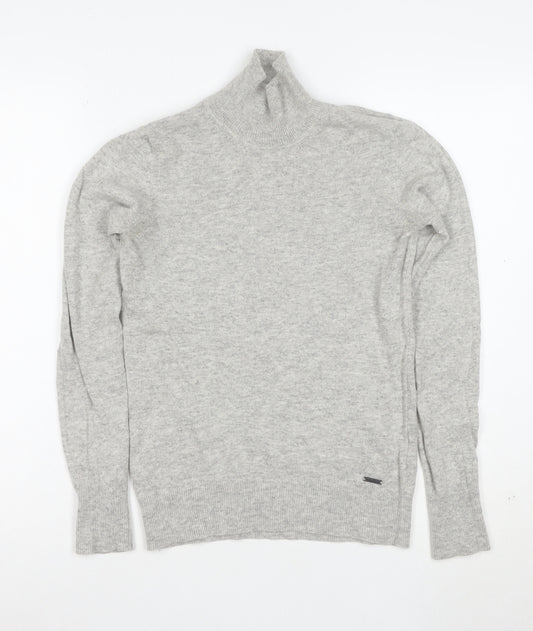 Superdry Women Grey Roll Neck Wool Blend Jumper XS