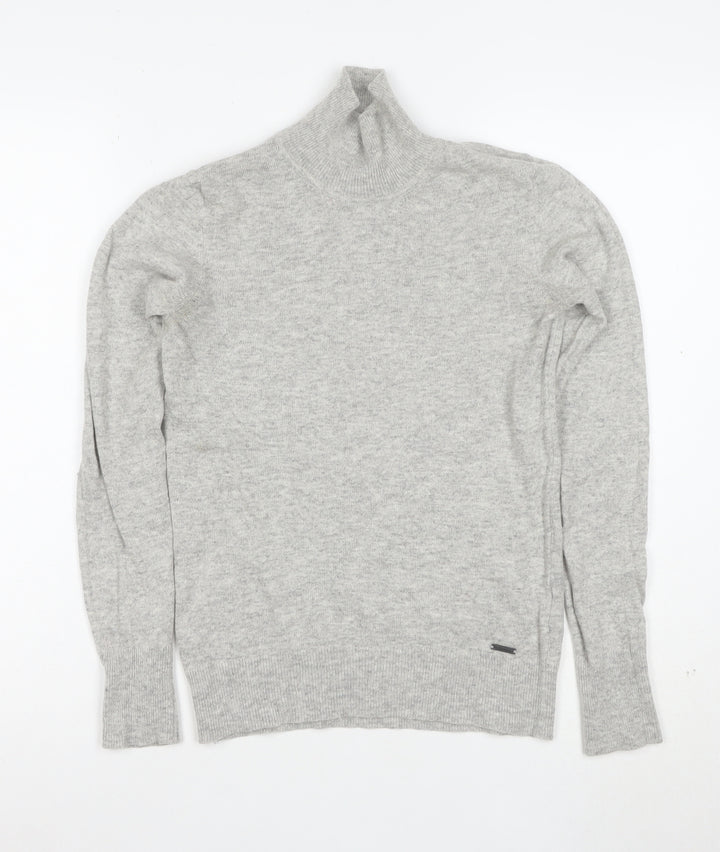 Superdry Women Grey Roll Neck Wool Blend Jumper XS