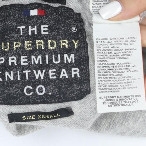 Superdry Women Grey Roll Neck Wool Blend Jumper XS