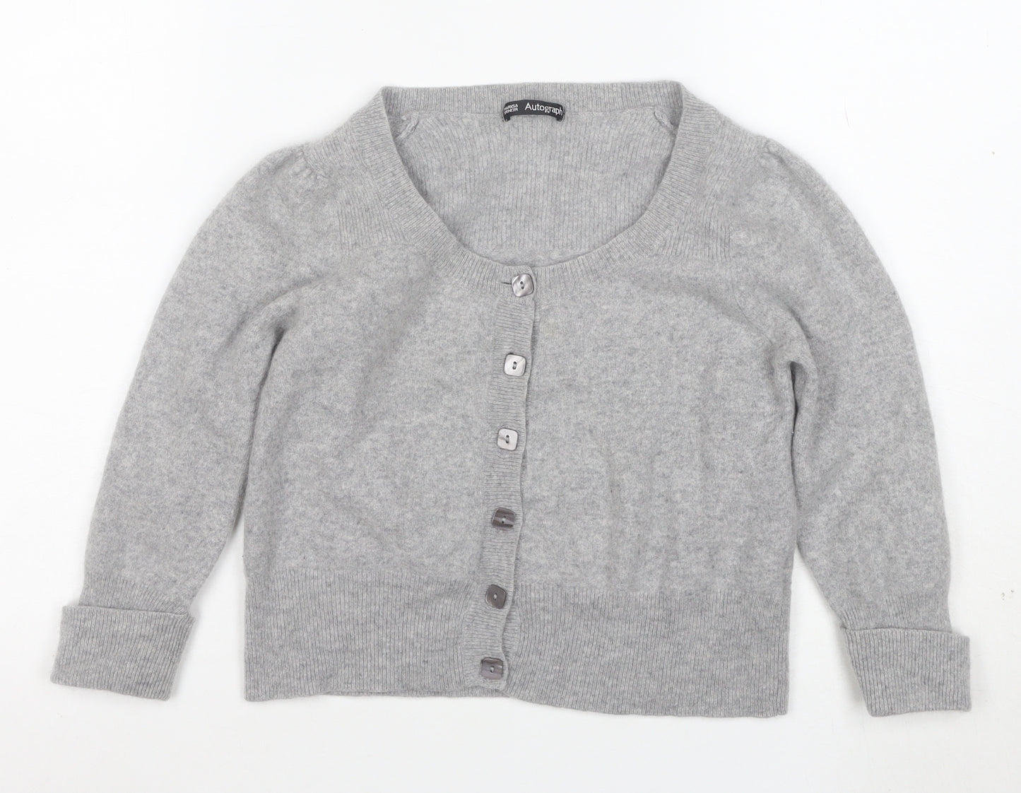 Marks and Spencer Women’s Grey Cashmere Scoop Neck Cardigan Size 14