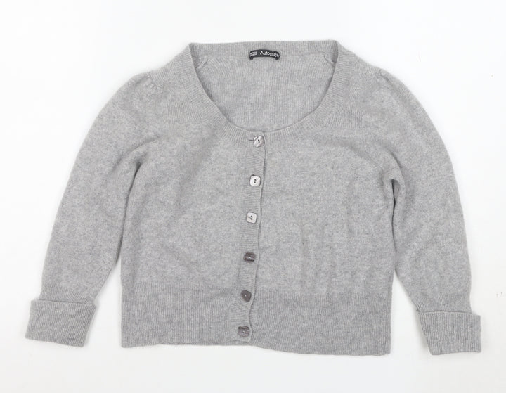 Marks and Spencer Women’s Grey Cashmere Scoop Neck Cardigan Size 14