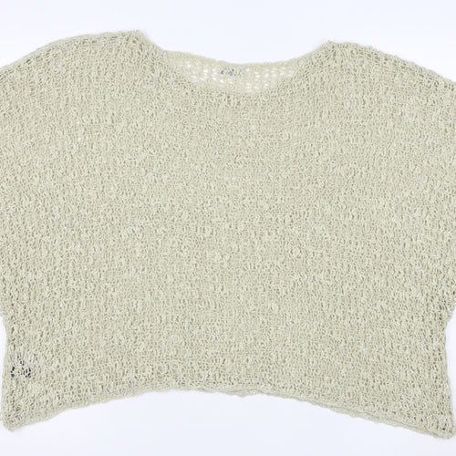 ikat Women’s Beige Crochet Knit Cropped Top One Size