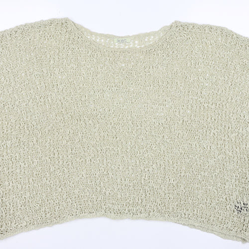 ikat Women’s Beige Crochet Knit Cropped Top One Size