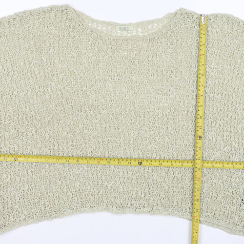ikat Women’s Beige Crochet Knit Cropped Top One Size