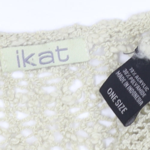 ikat Women’s Beige Crochet Knit Cropped Top One Size