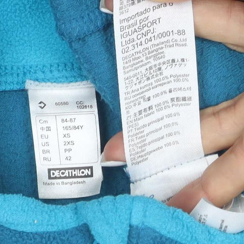Decathlon Women Blue XS 1/4 Zip Fleece Pullover Sweatshirt