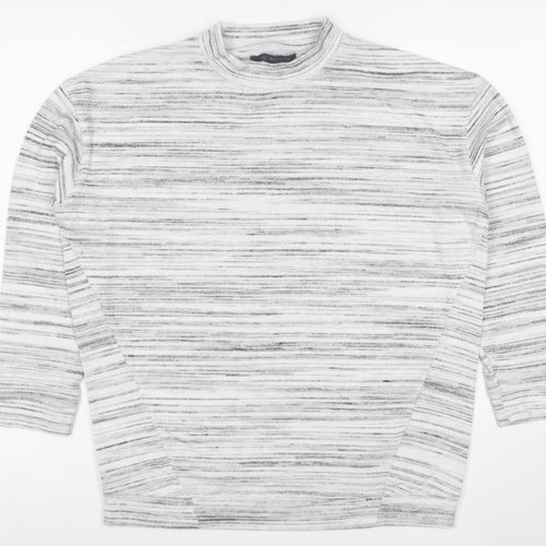 Marks and Spencer Women’s Grey Striped Mock Neck T-Shirt Size 10