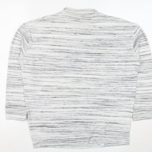 Marks and Spencer Women’s Grey Striped Mock Neck T-Shirt Size 10