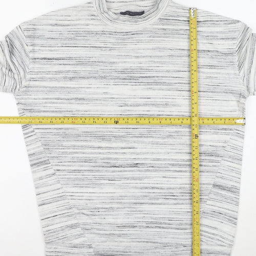Marks and Spencer Women’s Grey Striped Mock Neck T-Shirt Size 10