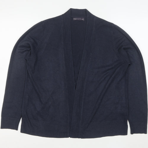 Marks and Spencer Women's Blue L Cardigan Knit Cotton Acrylic